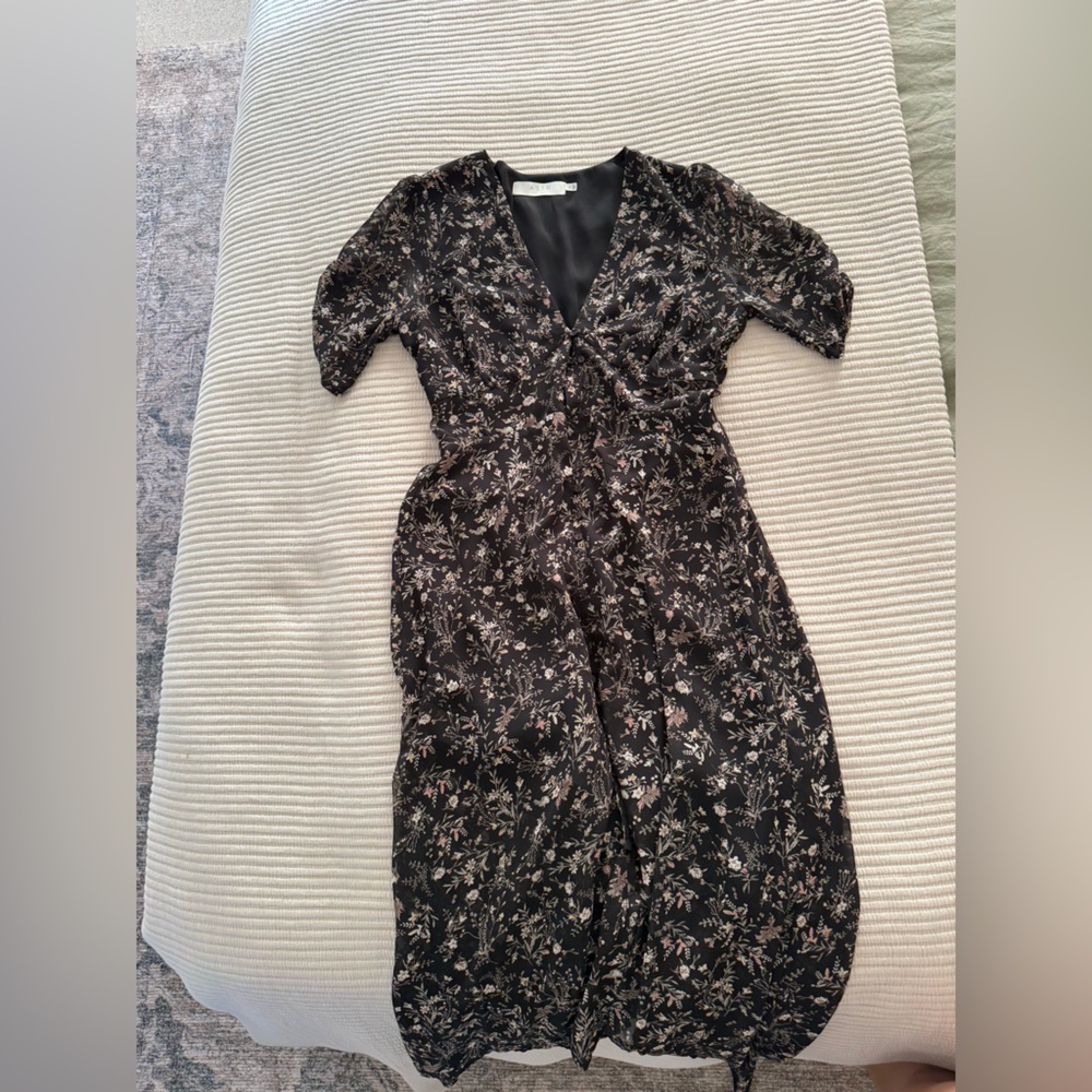 Astr Black Floral Midi Dress